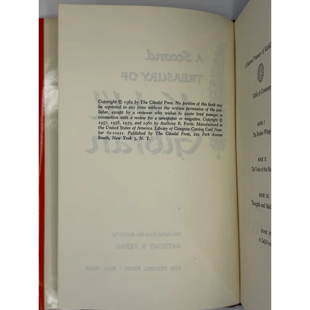 A Second Treasury of Kahlil Gibran Hardcover Citadel Press Philosophy Vintage
